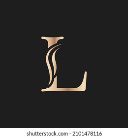 Elegant letter L Graceful Royal Calligraphic Beautiful Logo. Vintage Gold Drawn Emblem for Book Design, Brand Name, Business Card, Restaurant, Boutique, or Hotel