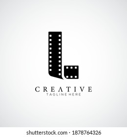 Elegant letter L logo for strip film vector illustration