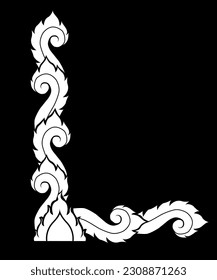 Elegant letter L with Thai art elements, Vector.