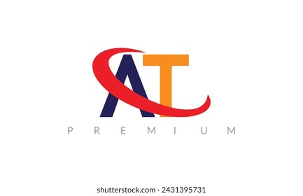 Elegant AT Letter Linked Monogram Logo Design.