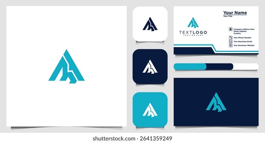 Elegant letter AM logo design combined mountain concept and business card