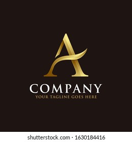 Elegant Letter A logo icon vector template on dark background
