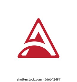 Elegant letter A logo as negative shape in triangular shape.