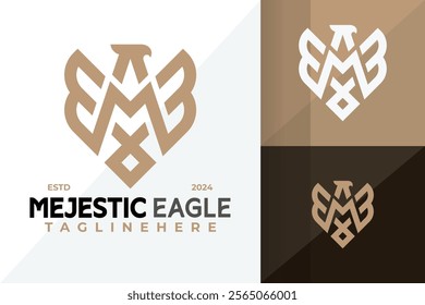 Elegant Letter M Eagle Logo Icon Vector Design Illustration