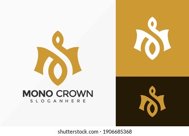 Elegant Letter M Nature Crown Logo Design, Minimalist Logos Designs Vector Illustration Template