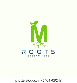 Elegant Letter M Roots Logo Design Vector Image