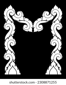 Elegant letter M with Thai art elements, Vector.