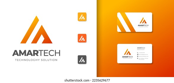 Elegant Letter A monogram logo with business card design template