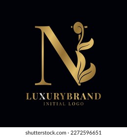 elegant letter N floral initial vector logo design element