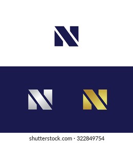 Elegant letter N placed in square 