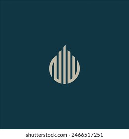 elegant letter NIW or NW and building logo concept vector icon