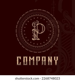 Elegant letter P. Graceful royal style. Calligraphic and Vintage drawn emblem for design, brand name, business card, Restaurant, Boutique, Hotel.