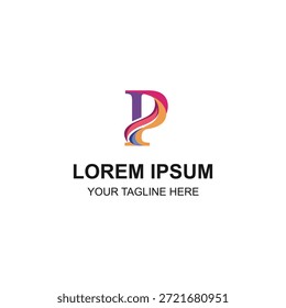 Logotipo elegante de la letra P que presenta curvas vibrantes y coloridas, identidad artística y creativa de la marca.