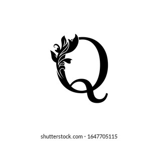 Elegant letter Q. Graceful royal style. Calligraphic beautiful logo. Vintage drawn emblem for book design, weeding invitation, brand name, business card, Restaurant, Boutique, Hotel. 
