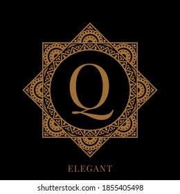 elegant letter Q mandala logo template