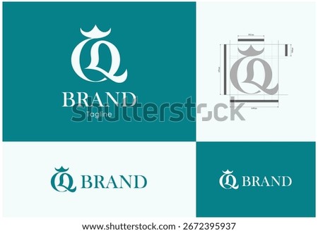 Elegant letter Q monogram logo with crown for branding