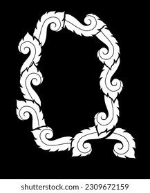 Elegant letter Q with Thai art elements, Vector.