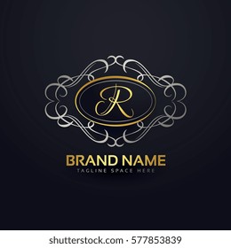 elegant letter R logo design in floral monogram style