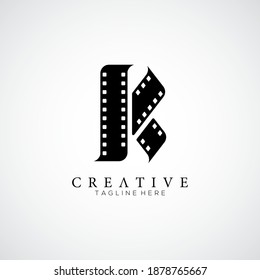 Elegant letter R logo for strip film vector illustration