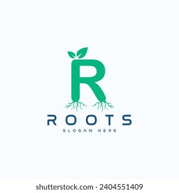 Elegant Letter R Roots Logo Design Vector Image