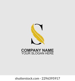 Elegant letter S  with feather logo design.