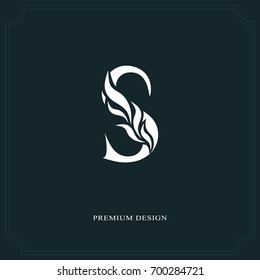 Elegant letter S. Graceful royal style. Calligraphic beautiful logo. Vintage drawn emblem for book design, brand name, business card, Restaurant, Boutique, Hotel. Vector illustration