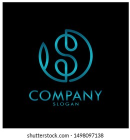 Elegant Letter S logo with Metallic Color