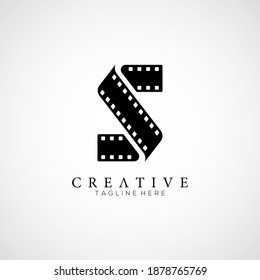 Elegant letter S logo for strip film vector illustration