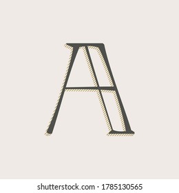 Elegant A letter serif font logo. Classic thin pen lettering with shadow lines. Luxury vector illustration perfect for alcohol labels, fashion posters, vintage identity, etc.