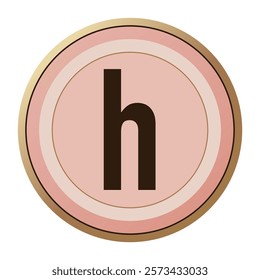 Elegant Letter “h” in Soft Pink and Gold Circle - A Sweet Choice for Valentine’s Day Designs