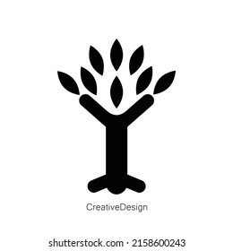 Elegant letter trees logo integrating a tree shape with a letter for a unique, eco-friendly brand identity. Perfect for nature and sustainability-focused businesses.