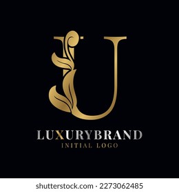elegant letter U floral initial vector logo design element