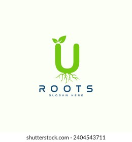 Elegant Letter U Roots Logo Design Vector Image