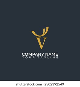 Elegant Letter V Deer Logo Design Vector.