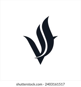 elegant letter V logo With FIRE