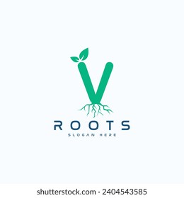 Elegant Letter V Roots Logo Design Vector Image