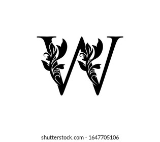 Elegant letter W. Graceful royal style. Calligraphic beautiful logo. Vintage drawn emblem for book design, weeding invitation, brand name, business card, Restaurant, Boutique, Hotel. 