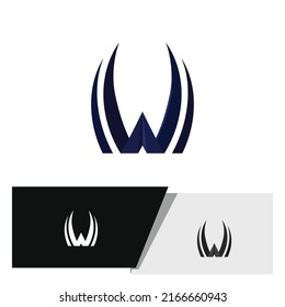 Elegant Letter W Logo Or Pictogram With Long Hands Like Wings