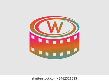 Elegant letter W logo for strip film vector illustration
