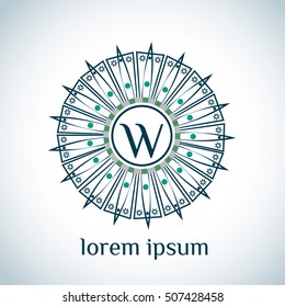 Elegant letter W  luxury linear abstract monogram, logo design template. Vector illustration.