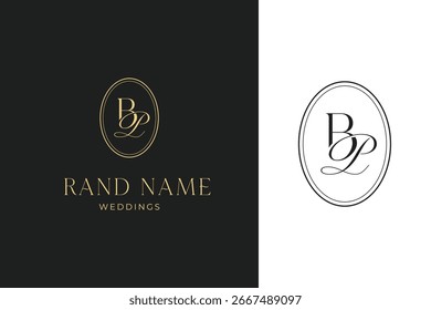 Plantilla elegante del logotipo del monograma de la Boda de la letra para la identidad de marca de lujo y el diseño minimalista moderno