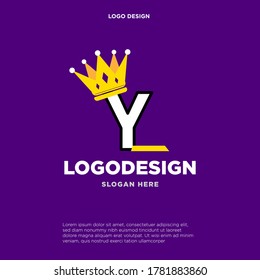 Elegant letter Y with crown logo design vector. Luxury queen logo design