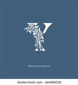 Elegant letter Y. Graceful royal style. Calligraphic beautiful logo. Vintage drawn emblem for book design, brand name, business card, Restaurant, Boutique, Hotel. Vector illustration