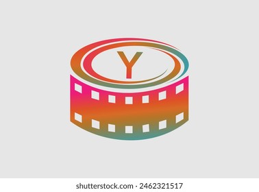 Elegant letter Y logo for strip film vector illustration
