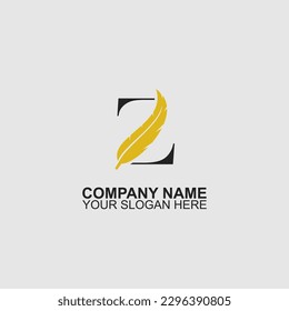 Elegant letter Z  with feather logo design.