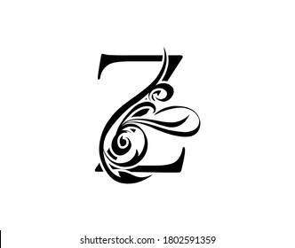 Elegant letter Z. Graceful royal style. Calligraphic arts logo. Vintage drawn emblem for book design, brand name, stamp, Restaurant, Boutique, Hotel.  