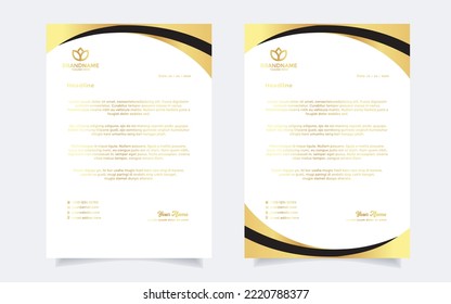 elegant letterhead design template for identity and company. gold color