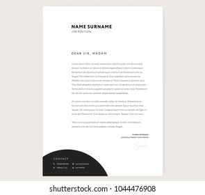 Elegant letterhead template design in minimalist style with icons