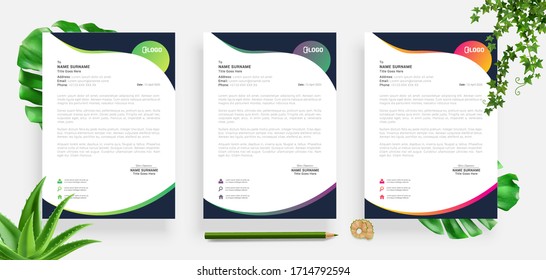 Elegant letterhead template design in minimalist style
