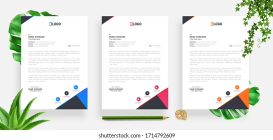 Elegant letterhead template design in minimalist style